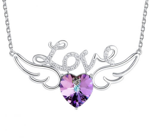 wings love crystal necklace