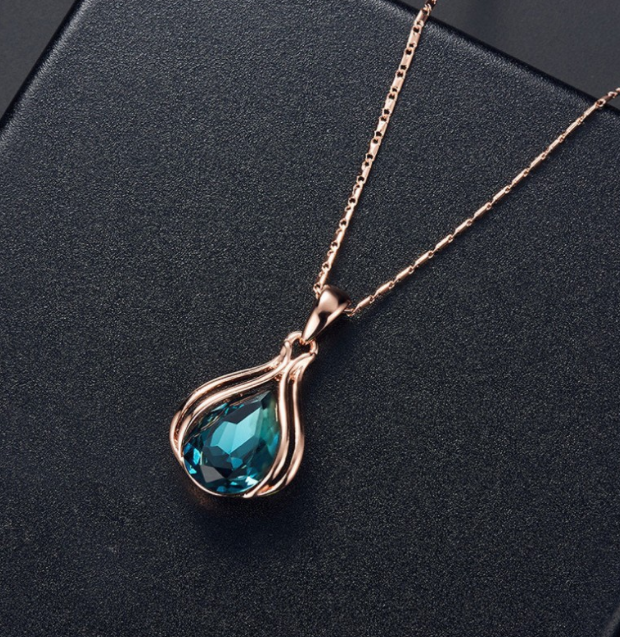 Fashion Crystal water drop necklace earrings jewelry set