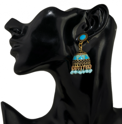 Vintage Enamel Beads Bell Fringe Women's Earrings