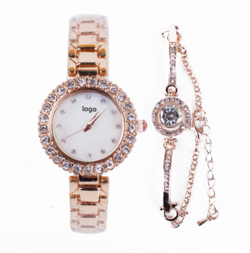 Two piece watch bracelet jewelry silver woman set as gift