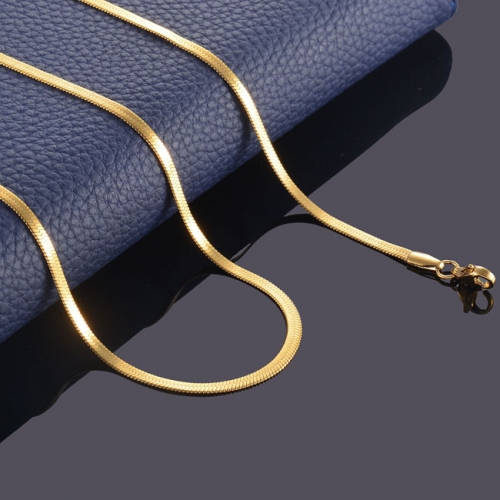 Hot Fashion Unisex Stainless Steel Choker Herringbone 18K Gold Snake Chain